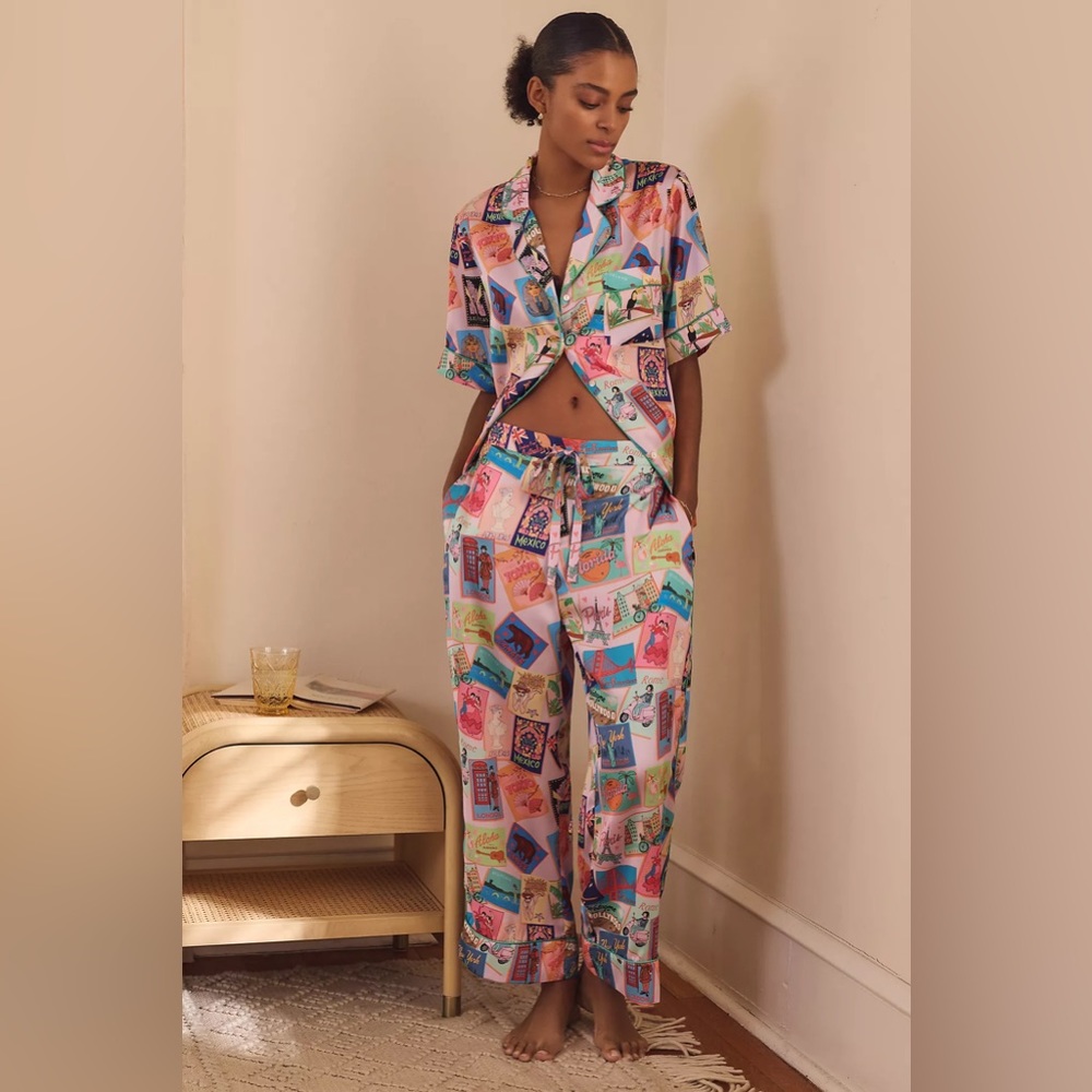 Anthropologie Multicolor Printed Pajama Set